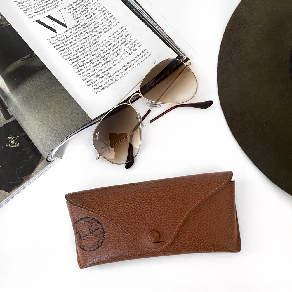 Ray Ban Aviator Gradient Polished Gold Sunglasses